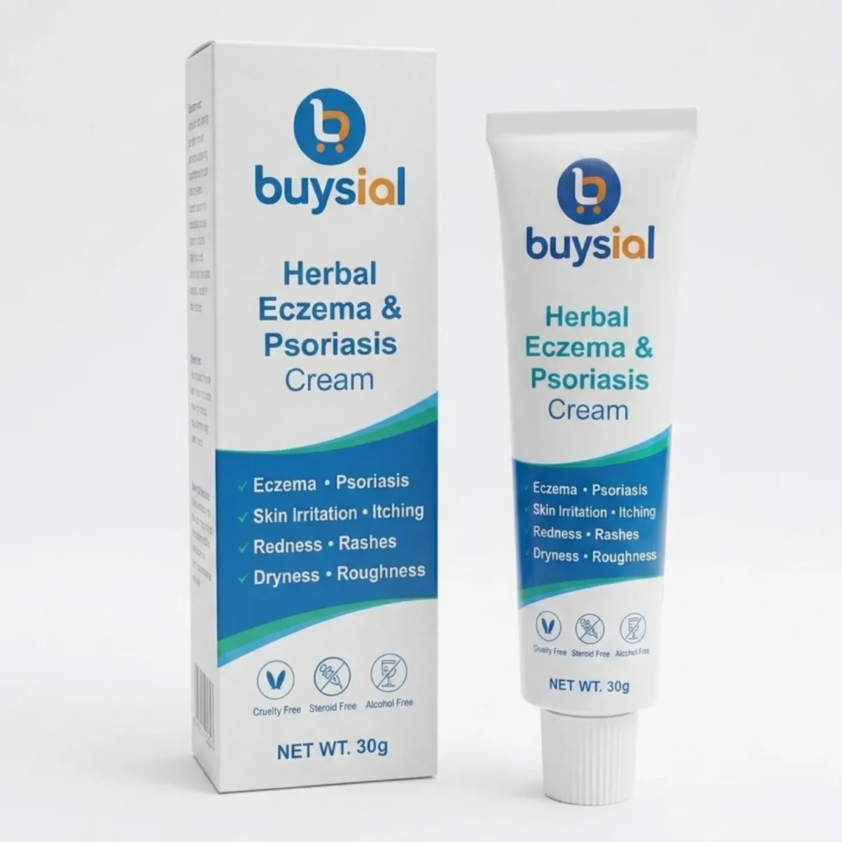 Buysial Herbal Eczema & Psoriasis Cream – Steroid-Free Relief for Itching, Redness & Dry Skin | 30g